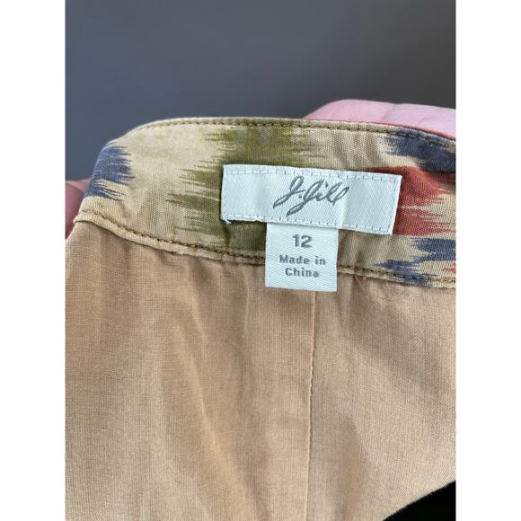 J. Jill 100% Silk Southwest Ikat Skirt Sz 12 A-Line Boho Desertcore EUC Boho - Picture 3 of 10